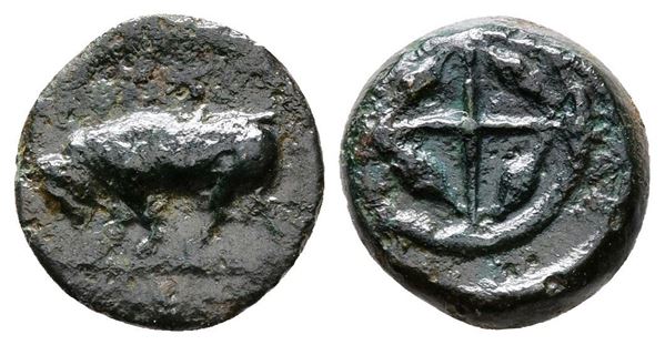 Sicily, Gela, c. 420-405 BC. Æ Onkia (12mm, 1.36g).