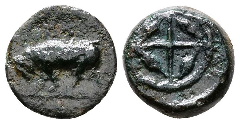 Sicily, Gela, C. 420-405 Bc. Æ Onkia (12mm, 1.36g).