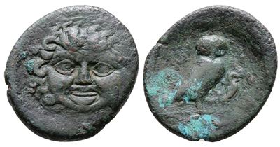 Sicily, Kamarina, C. 420-405 Bc. Æ Tetras (19mm, 2.97g).