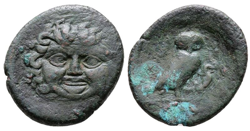 Sicily, Kamarina, C. 420-405 Bc. Æ Tetras (19mm, 2.97g).