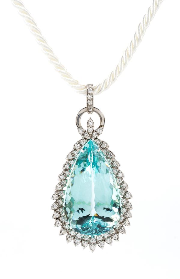 Aquamarine diamond gold and pendant - Auction Summer Luxury Sale ...