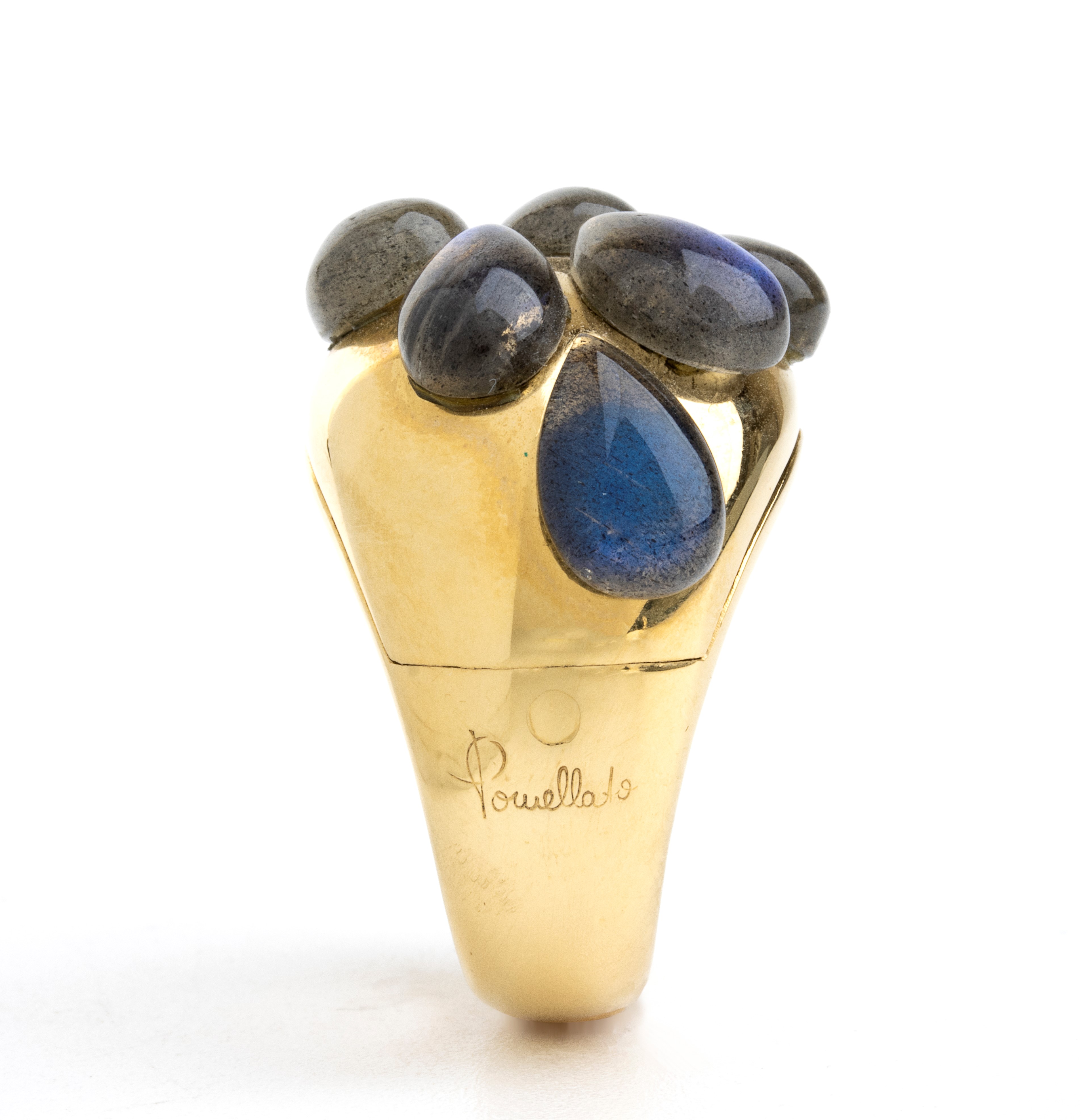 Anello in oro e labradorite