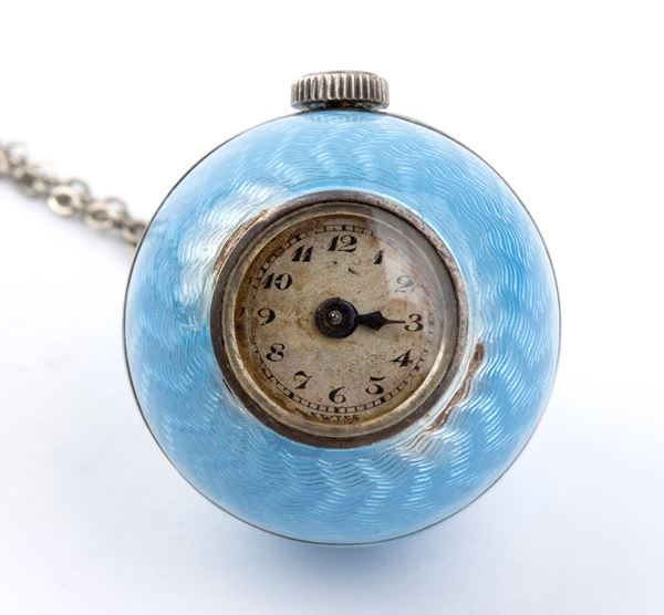 IUVENIA - Art Deco silver and enamaled pocket watch