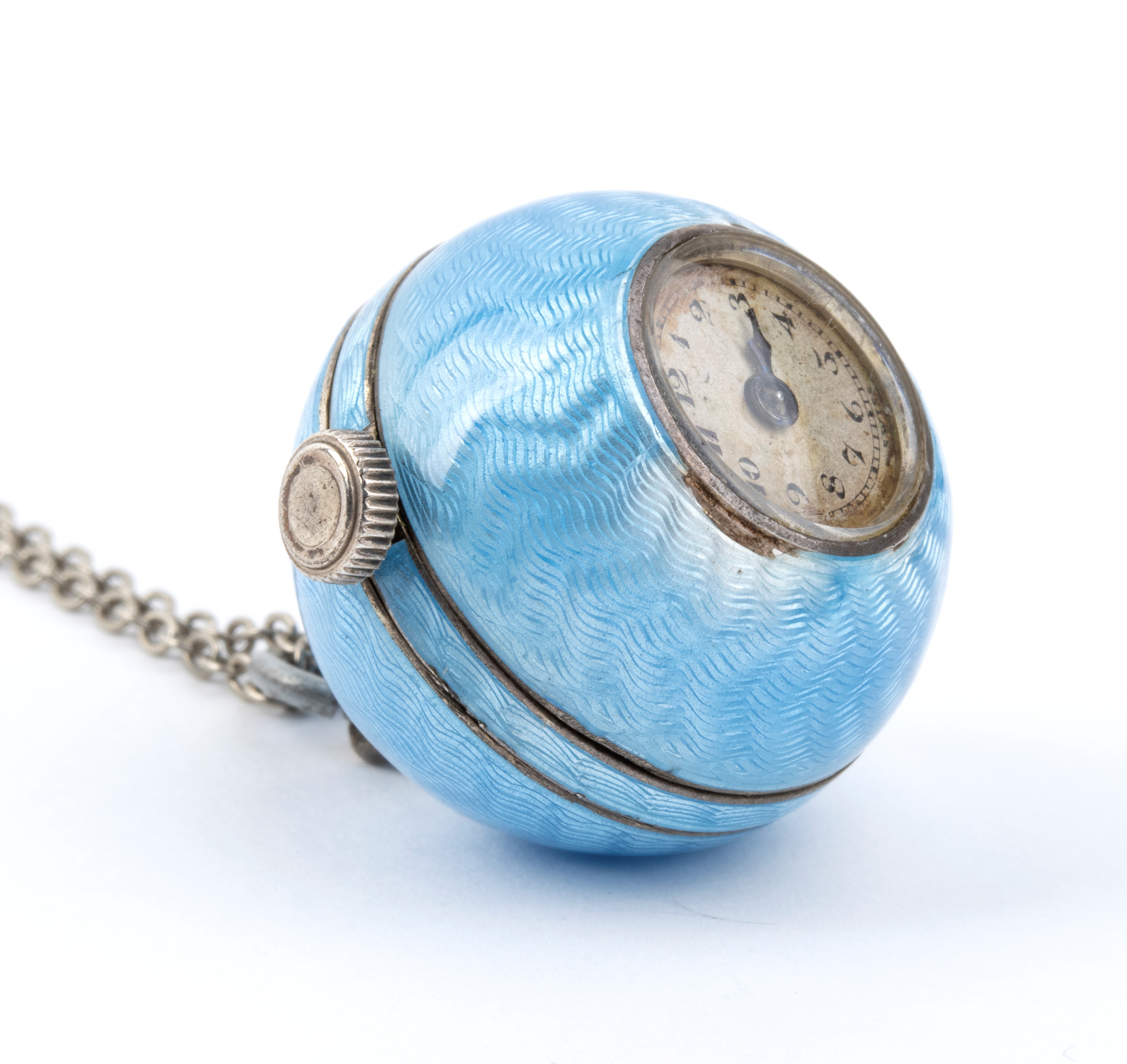 Orologio da collo Art Déco in argento e smalti