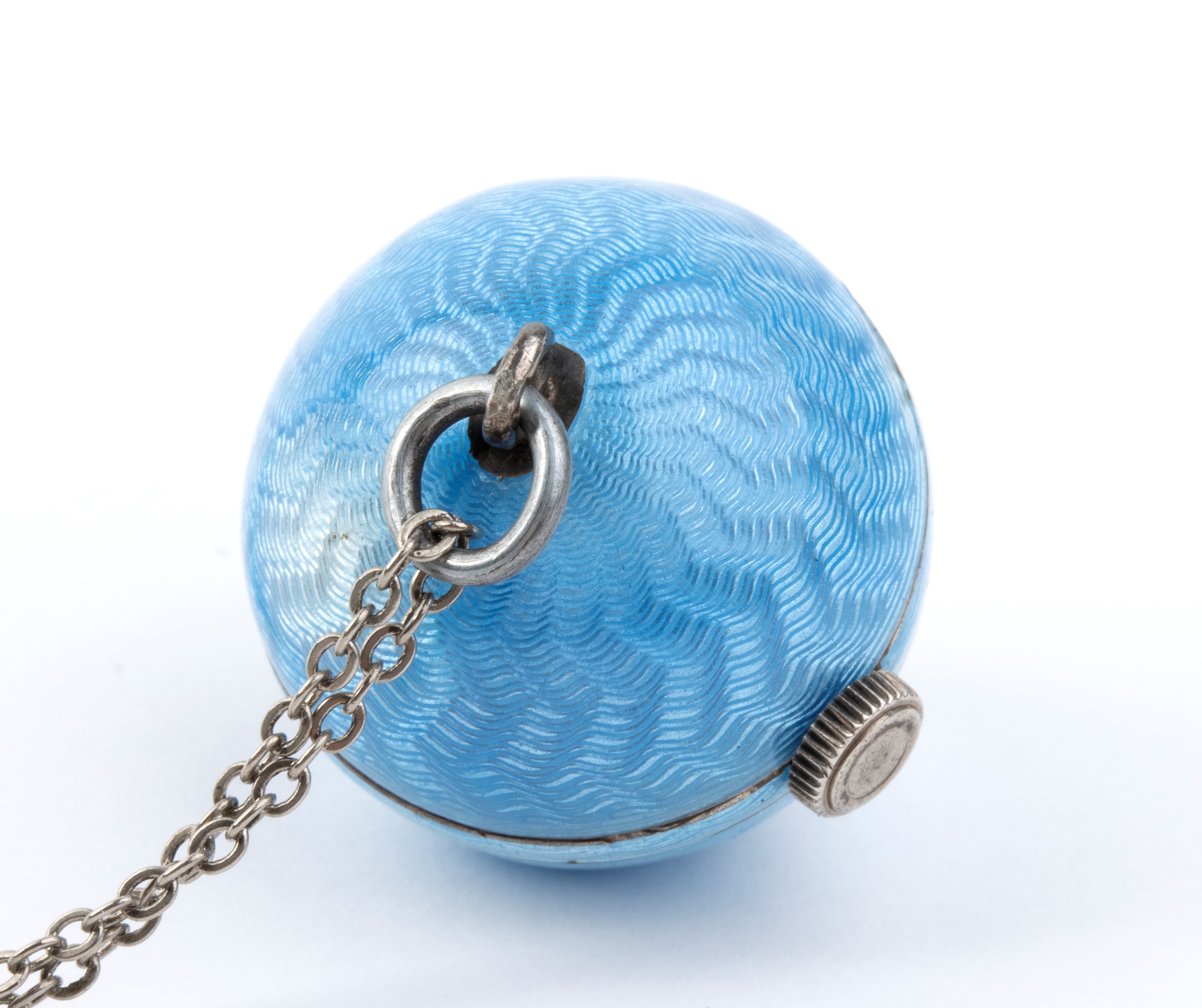 Orologio da collo Art Déco in argento e smalti