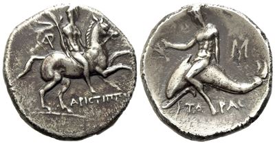 Calabria, Tarentum (C. 240-228 Bc), Nomos; Ar (6,15 G; 20,9 MM)