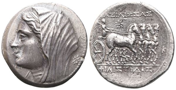 Sicily, Syracuse. Philistis, wife of Hieron II (275-215 BC). AR 16 Litrai - Tetradrachm (27 mm, 12.95 g), c. 218/7-214 BC.