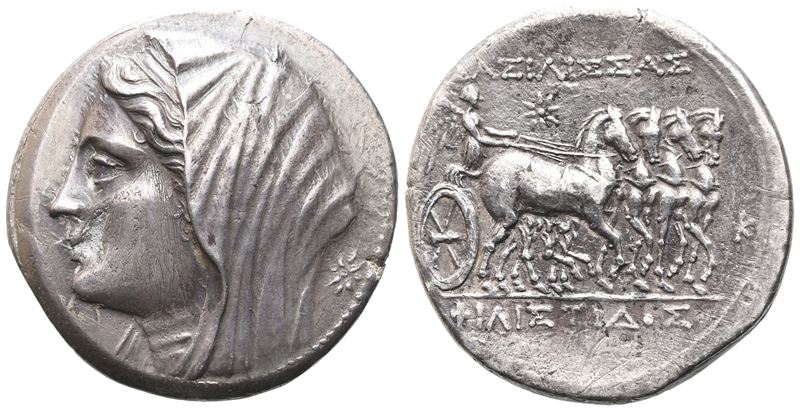 Sicily, Syracuse. Philistis, Wife Of Hieron II (275-215 Bc). Ar 16 Litrai - Tetradrachm (27 MM, 1...