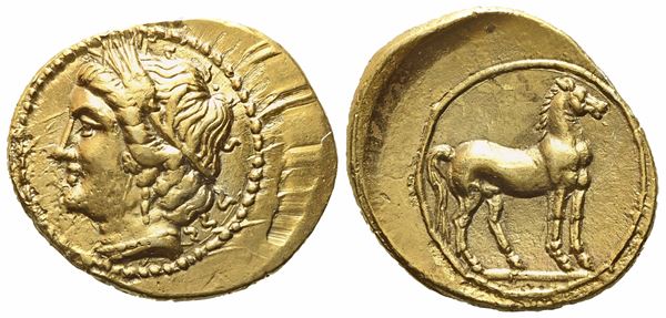 Bruttium, Punic Occupation, Quarter Shekel, c.220-210 BC; AV (1,85 g; 16,6 mm; 10 h)
