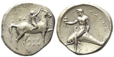 Calabria, Tarentum (C. 302-280 Bc), Nomos; Ar (8,06 G; 21,6 MM)