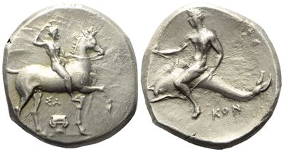 Calabria, Tarentum (C. 302 Bc), Nomos; Ar (8,10 G; 21,3 MM)