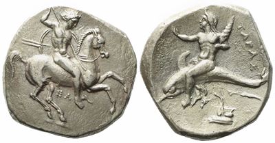 Calabria, Tarentum (C. 332-302 Bc), Nomos; Ar (7,95 G; 21,8 MM)