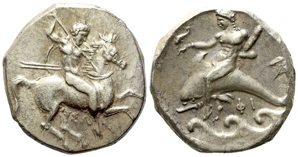 Calabria, Tarentum (c. 332-302 BC), Nomos; AR (8,15 g; 20,4 mm)