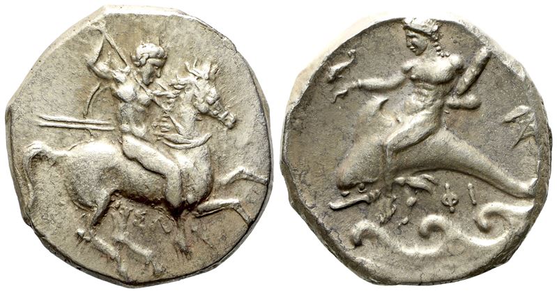Calabria, Tarentum (C. 332-302 Bc), Nomos; Ar (8,15 G; 20,4 MM)
