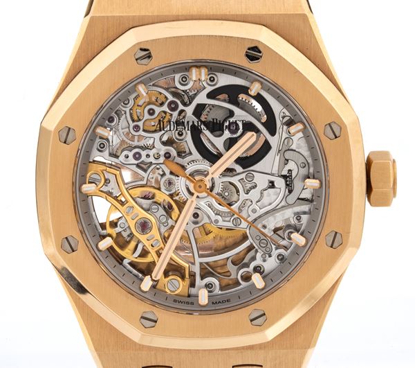 AUDEMARS PIGUET - Royal Oak Double Balance Wheel skeleton: gold wristwatch ref. 15467OR.OO.1256OR.01