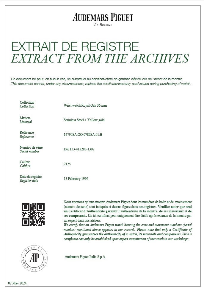 Royal Oak: orologio da polso in oro e acciaio ref. 14790SA.00.0789SA.01.B