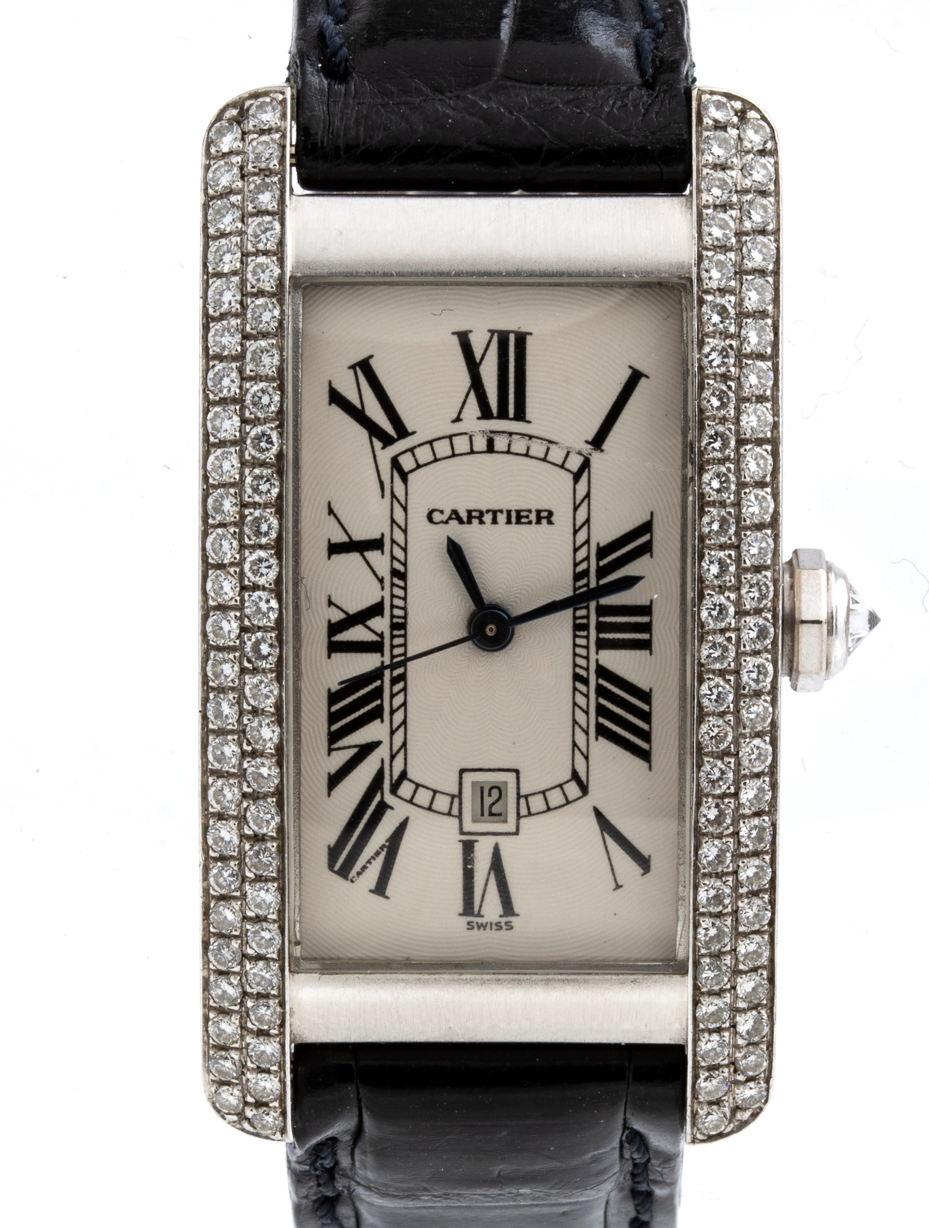 Cartier - Tank American Orologio da Polso in Oro e Diamanti, Ref. 1726