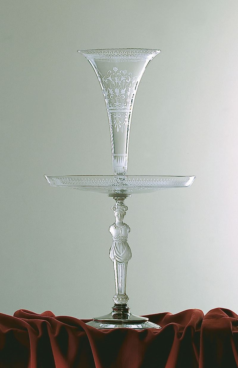 Centrotavola in cristallo di Baccarat e argento