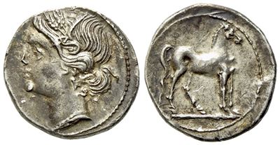Carthage, Second Punic War (C. 220-205 Bc), 1/4 Shekel; Ar (1,76 G; 14 MM)