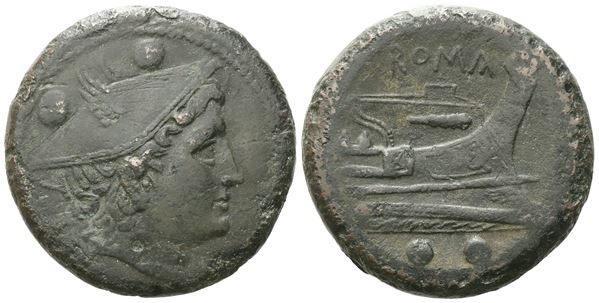 Anonymous, Sextans, c. 217-215 BC; Æ (25,76 g; 30,07 mm; 3 h) 