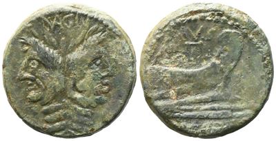 Sextus Pompey, As, C. 42-38 Bc; Æ (15,29 G; 28,5 MM; 2 H)