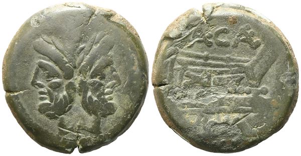 A. Caecilius, As, c. 169-158; Æ (32,43 g; 33,2 mm; 6 h)