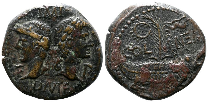 Augustus And Agrippa (27 Bc-ad 14). Gaul, Nemausus. Æ As
