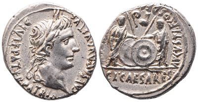 Augustus (27 a.C.–14 d.C.), Denarius, Lugdunum, circa 7–6 a.C.
