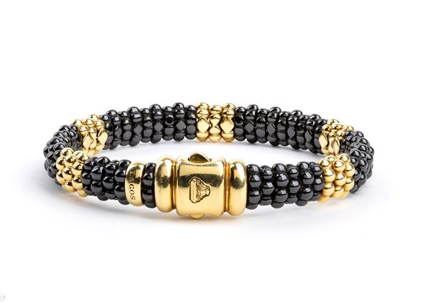 LAGOS - Caviar Collection: gold station ceramic spheres bracelet 