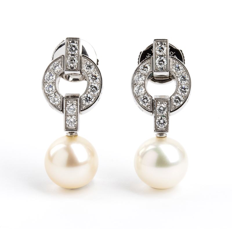 Collezione Himalaya: paio di orecchini con diamanti e perle