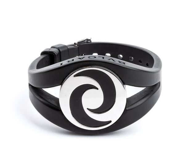 BULGARI - Optical Illusion Collection: onyx gold spin caoutchouc bracelet