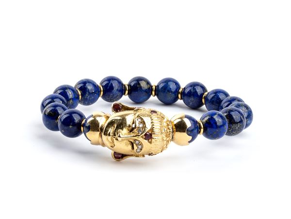 FILIPPO MORONI - Oriental Soul Buddah lapislazuli and gold bracelet