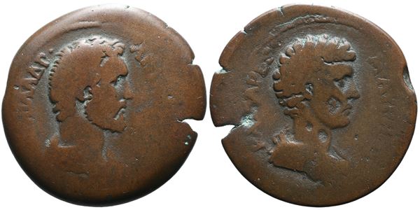 Antoninus Pius (138-161) with Marcus Aurelius Caesar. Egypt, Alexandria. Æ Drachm