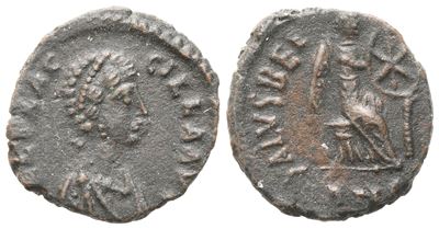 Aelia Flaccilla (wife Of Theodosius I) Æ 12mm, Antioch, Ad 383; Æ (0,99 G; 12 MM; 6 H)