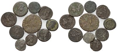 Collezione di 10 monete imperiali in bronzo Æ