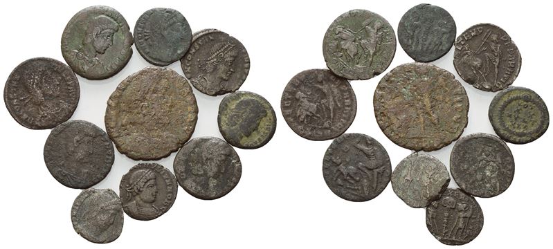 Collezione di 10 monete imperiali in bronzo Æ