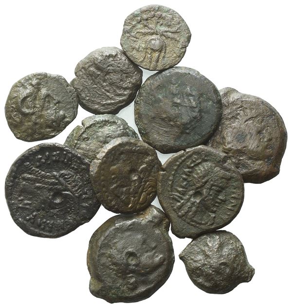 Lot of 11 Ptolemaic Æ coins to be catalogued. Lot to be sold as is, no return