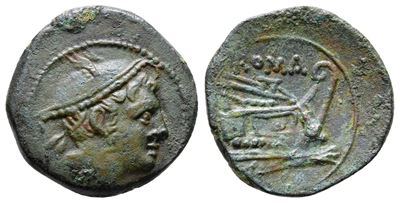 Anonymous, Rome, 215-212 Bc. Æ Semuncia (18mm, 2.66g).
