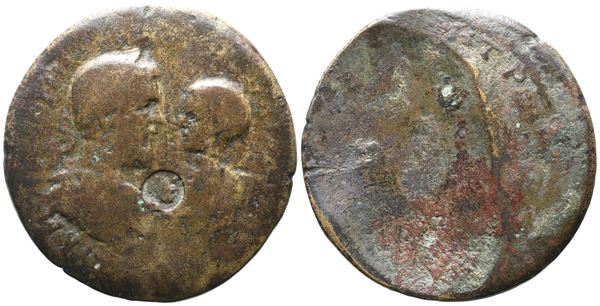 Macrinus with Diadumenian as Caesar (217-218). Cappadocia, Caesarea-Eusebia. Brockage Æ