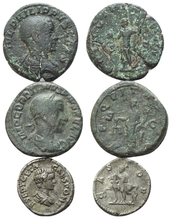  Lot of 3 AR and Æ coins to be catalogued. Lot sold as is, no returns.