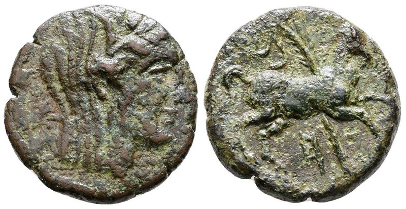 Sicily, Morgantina. Punic Occupation, C. 214-210 Bc. Æ (22mm, 6.24g).
