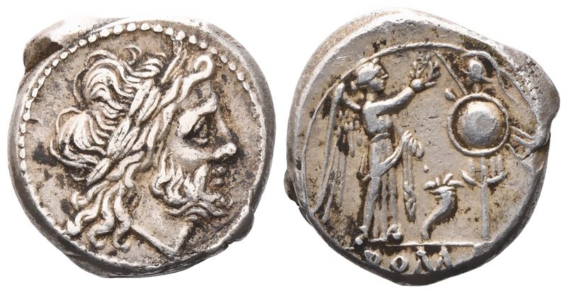 Anonymous, Victoriatus, 208 BC; AR (3,18 g; 16 mm; 11 h)
