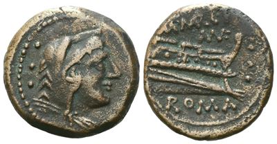 M. Marcius, Quadrans, 134 Bc; Æ (4,51 G; 19,4 MM; 9 H)