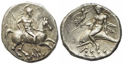 Calabria, Tarentum (C. 272-240 Bc), Nomos; Ar (6,42 G; 20,3 MM)