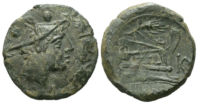Anonymous, Sextans, c. 211-208 BC; Æ (5,3 g; 19,8 mm; 12 h)