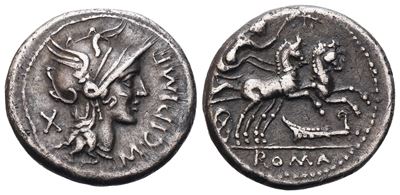 M. Cipius, Denarius, 115-114 Bc; Ar (3,79 G; 17,6 MM; 6 H)