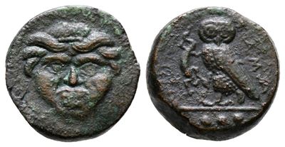Sicily, Kamarina, C. 420-410 Bc. Æ Tetras (15mm, 3.68g).