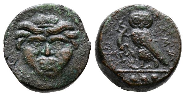 Sicily, Kamarina, c. 420-410 BC. Æ Tetras (15mm, 3.68g).  - Auction Greek, Roman and Byzantine Coins	 - Bertolami Fine Art - Prague