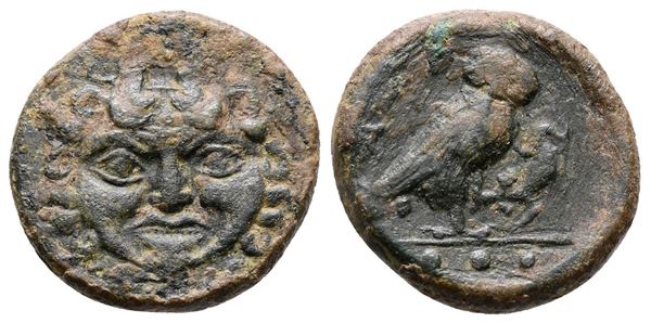 Sicily, Kamarina, c. 420-405 BC. Æ Tetras (17mm, 3.19g).  - Auction Greek, Roman and Byzantine Coins	 - Bertolami Fine Art - Prague