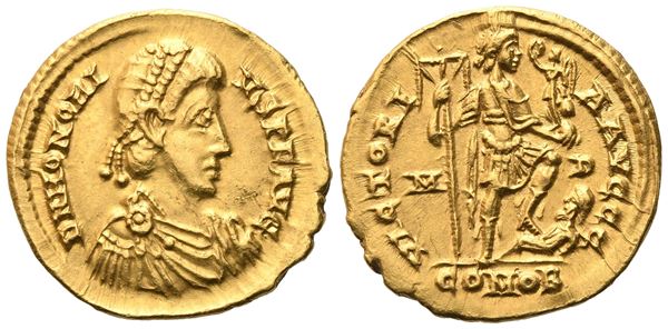 Honorius (393-423), Solidus, Milan, 395-402; AV (4,39 g; 20 mm; 12 h)